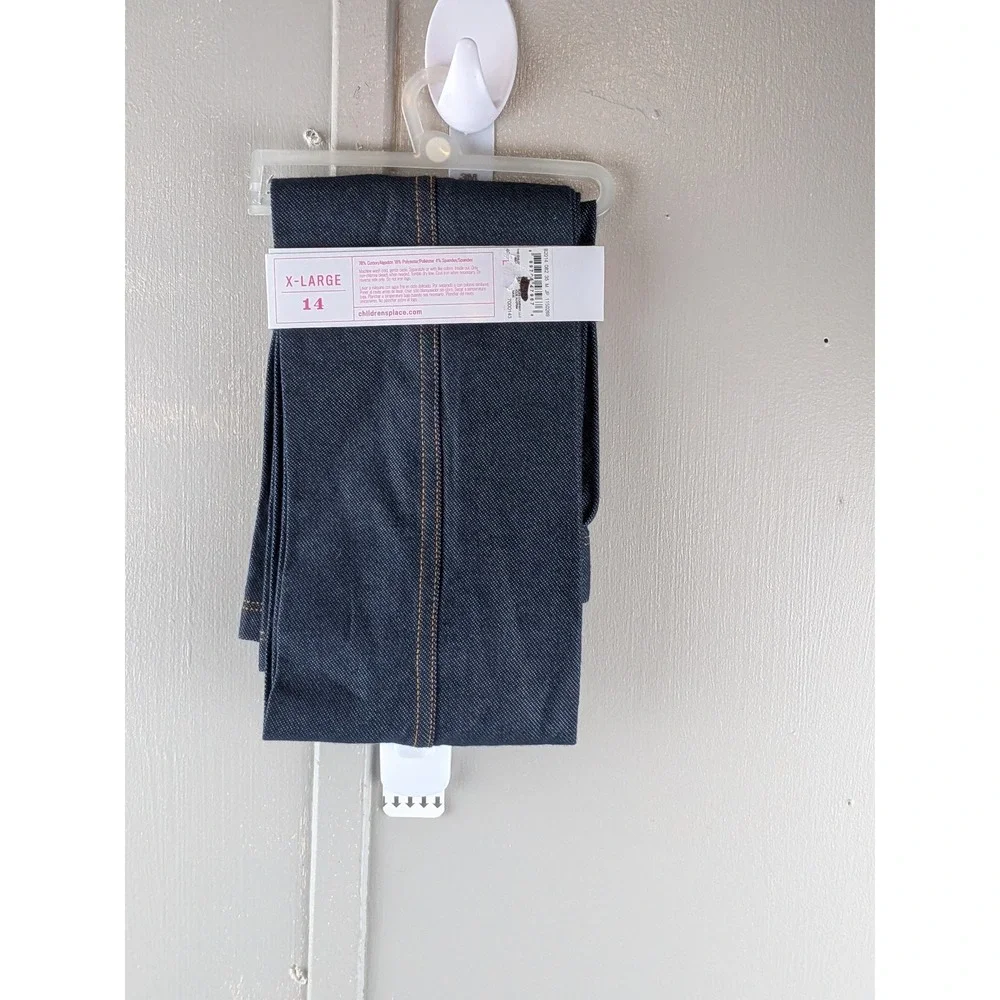 The Children's Place Girls XL 14 Dark Indigo Denim Look Full Length Leggings NWT